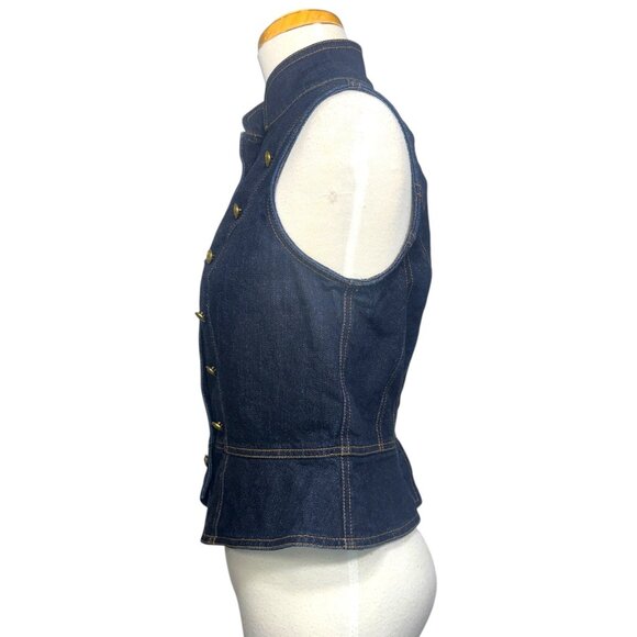 Ralph Lauren Denim Military Style Vest S Double Breasted Gold Buttons 1967 Desig - Picture 8 of 13